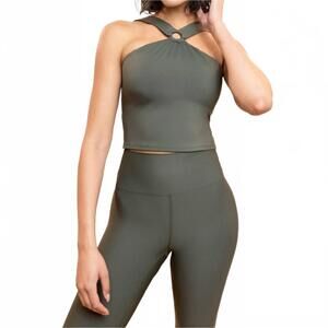 NEW HEROINE SPORT halter neck active o-tank top in sage